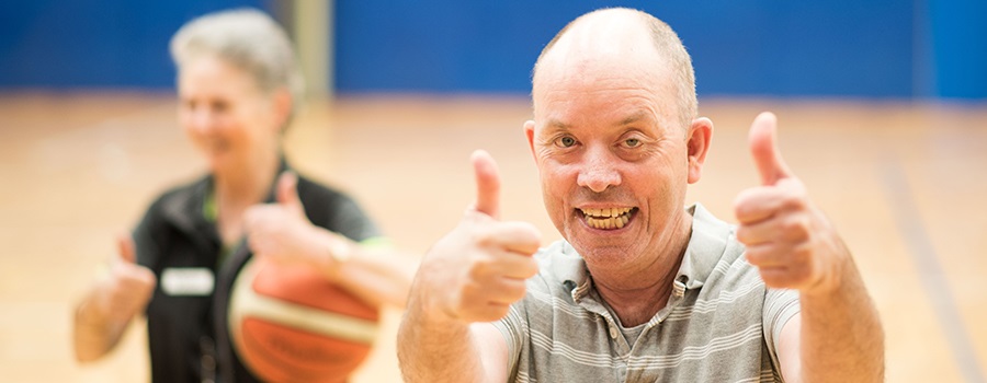 Biddy Ball participant happy with thumbs up