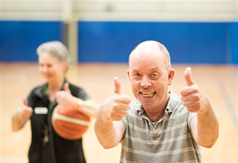 Biddy Ball participant happy with thumbs up